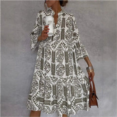 Mila | Dames Wijdvallende Bloemenprint Tunic Jurk