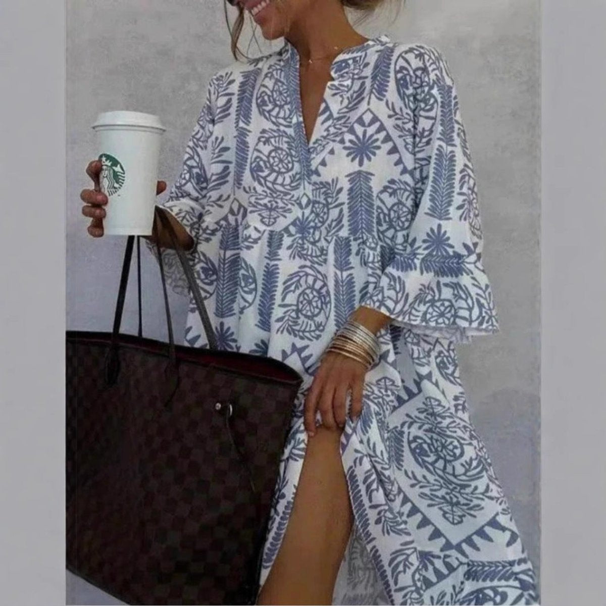Mila | Dames Wijdvallende Bloemenprint Tunic Jurk