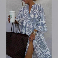 Mila | Dames Wijdvallende Bloemenprint Tunic Jurk