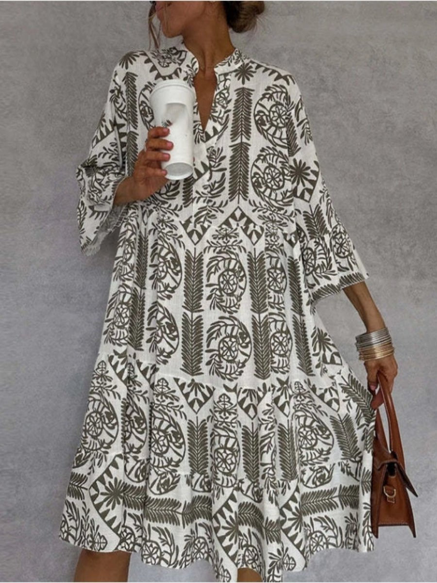 Mila | Dames Wijdvallende Bloemenprint Tunic Jurk