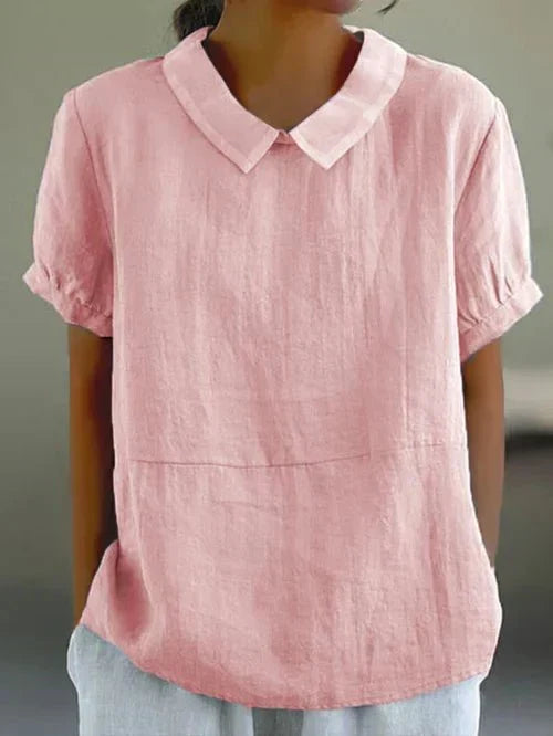 Sophie | Dames Linnen Blouse Met Peter Pan Kraag