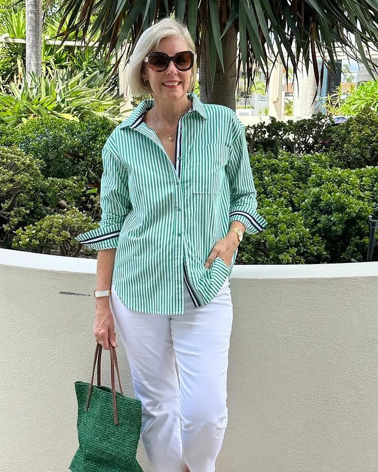 Georgia | Women's Classic Striped Button Shirt