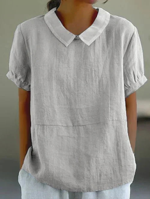 Sophie | Dames Linnen Blouse Met Peter Pan Kraag