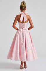 Phoebe | Dames Bruiloft Gasten Halter Midi Jurk