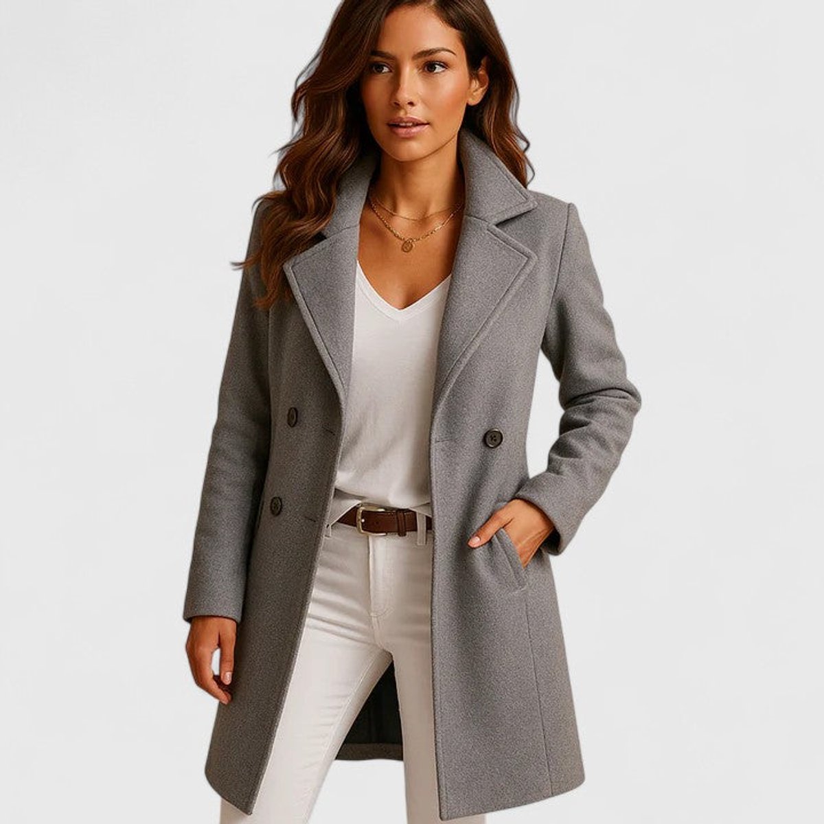 Lieke | Elegante Slanke Women Coat Klassieke Revers Knoopsluiting