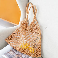 Femke | Gehaakte Katoenen Tote Bag Macramé Boodschappentas