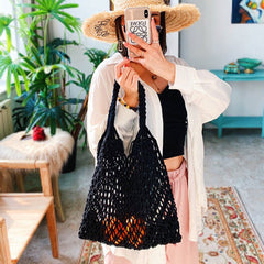 Femke | Gehaakte Katoenen Tote Bag Macramé Boodschappentas