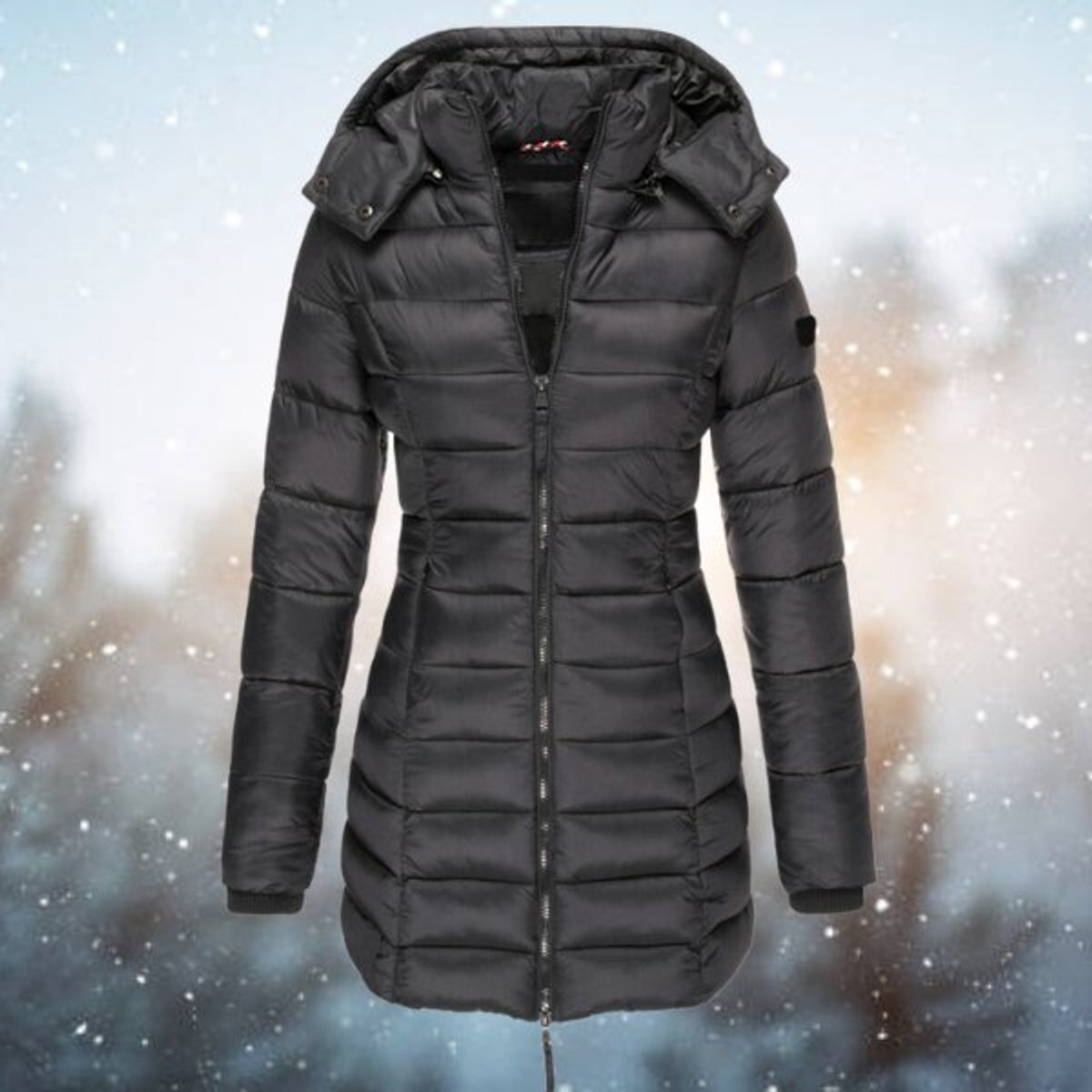 Elin | Gewatteerde Jacket Dames Lange Doorgestikte Winterjas Met Capuchon