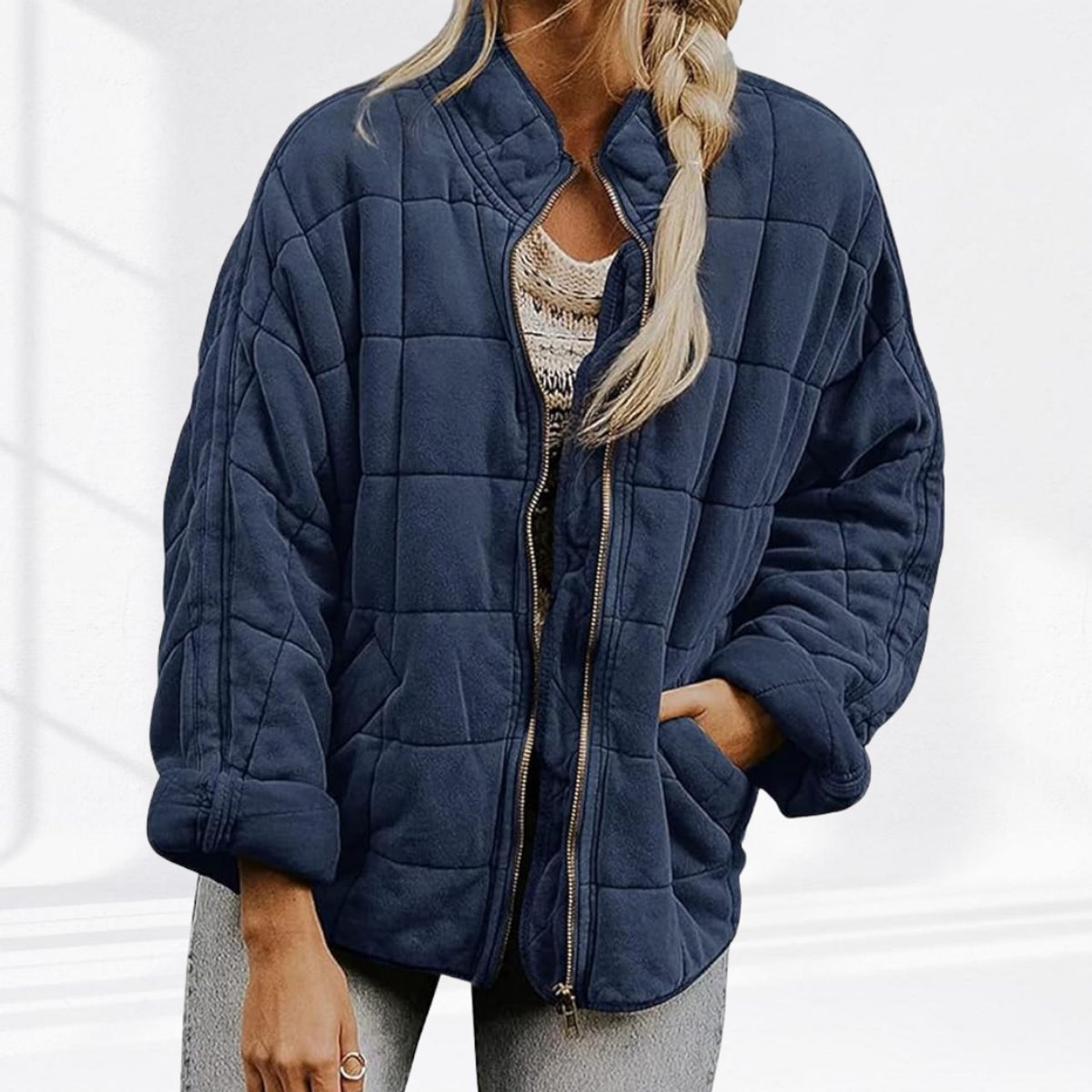 Elin | Gewatteerde Jacket Dames Ritssluiting Staande Kraag Lichtgewicht