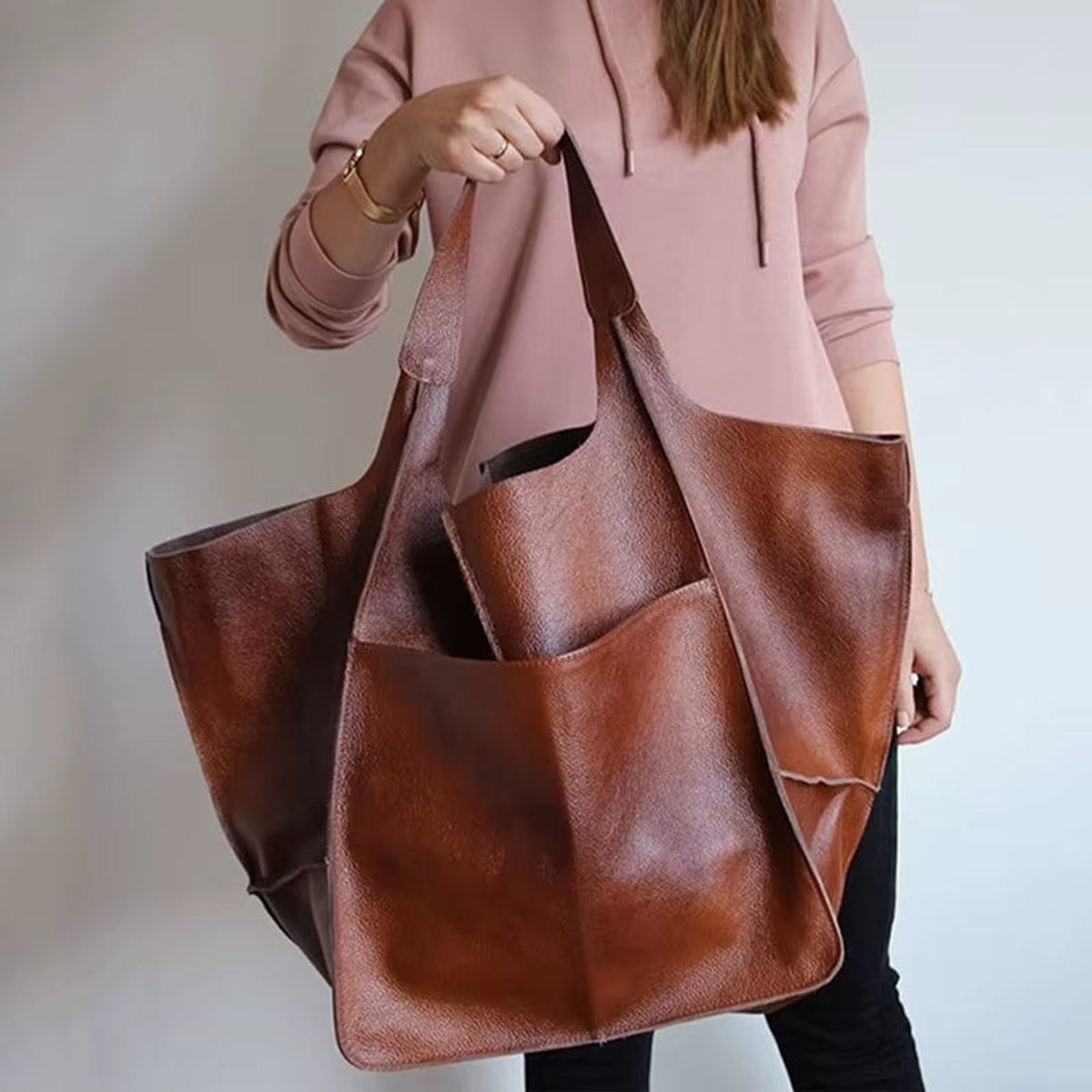 Mila | Grote Oversized Kunstleren Tote Bag met Magneetsluitng