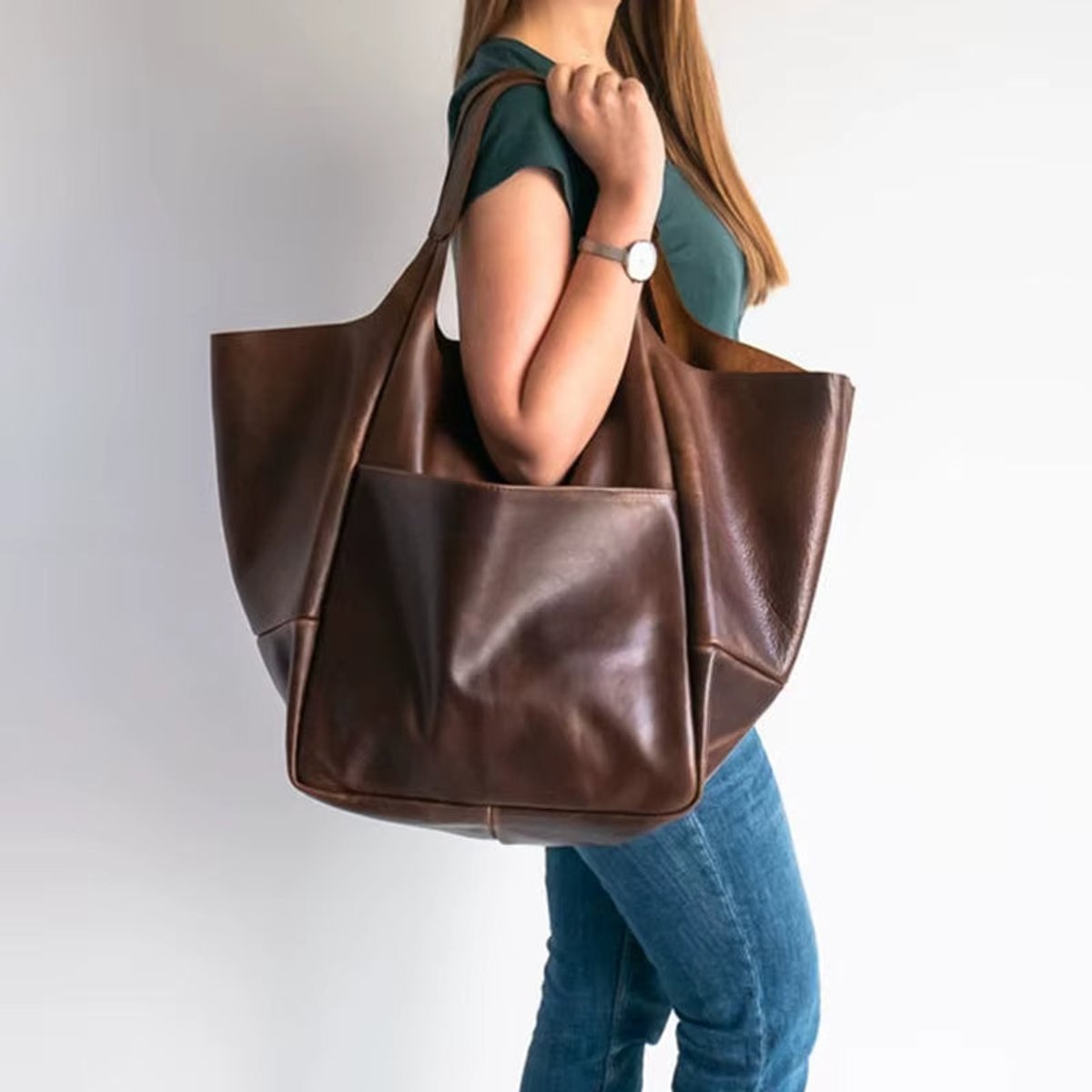 Mila | Grote Oversized Kunstleren Tote Bag met Magneetsluitng