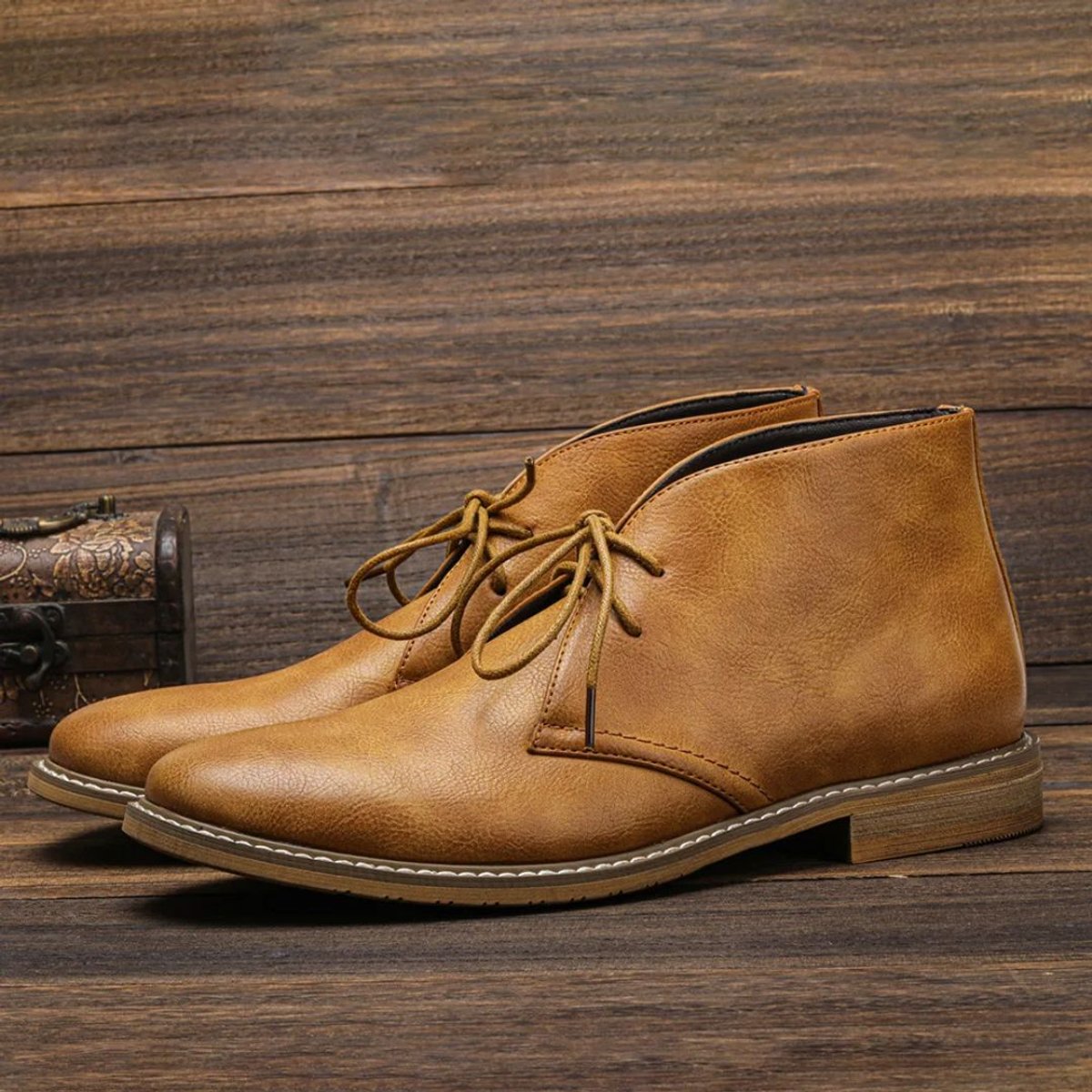 Lars | Heren Chukka Mens Boots Klassieke Veterschoenen Leren Enkellaarzen