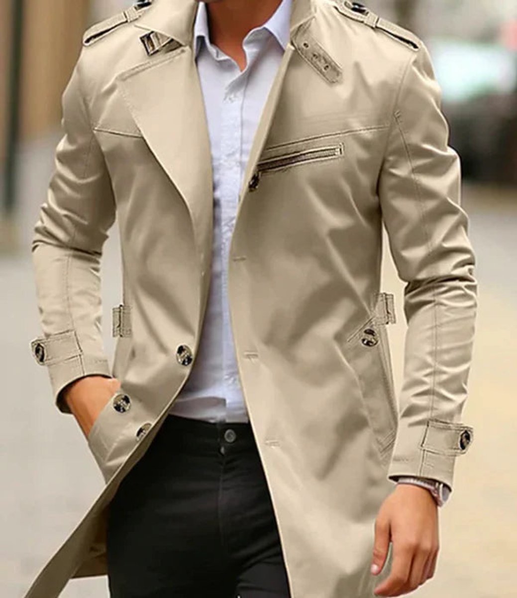 Milan | Heren Elegante Wool Coat Klassieke Trenchcoat met Schouderstukken