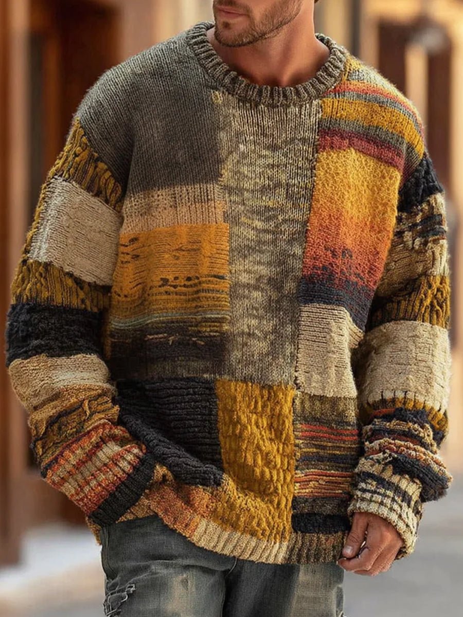 Thijs | Heren Gebreid Patchwork Pullover Oversized Knit Sweater