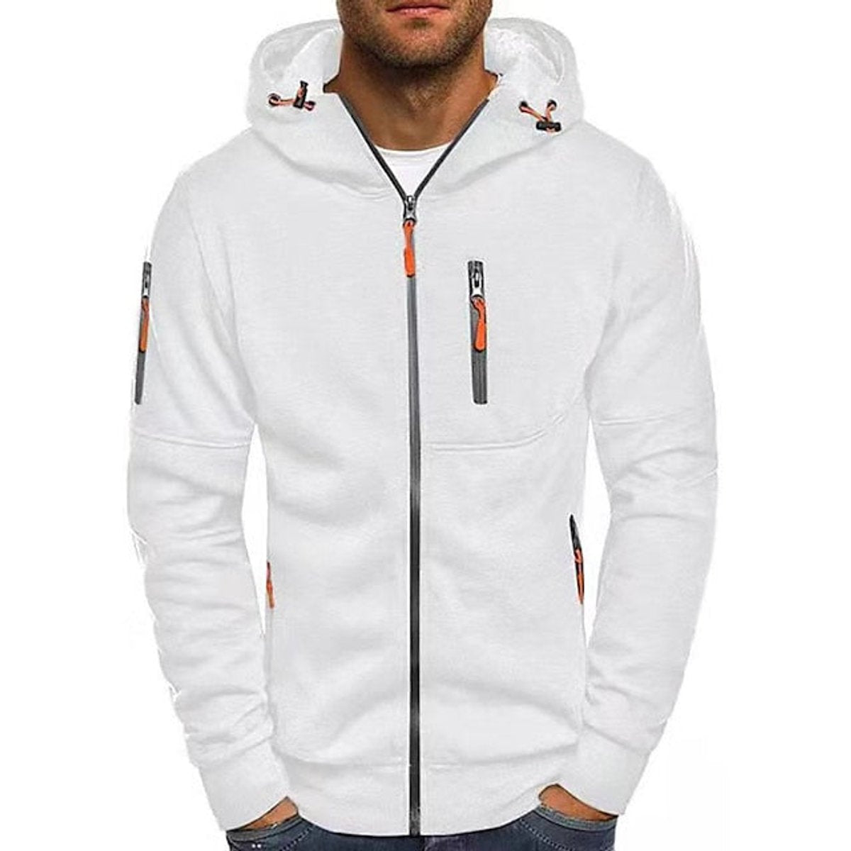 Bowen | Heren Gebreide Hoodie Sweater Ritsluiting Zacht Polyester Capuchon
