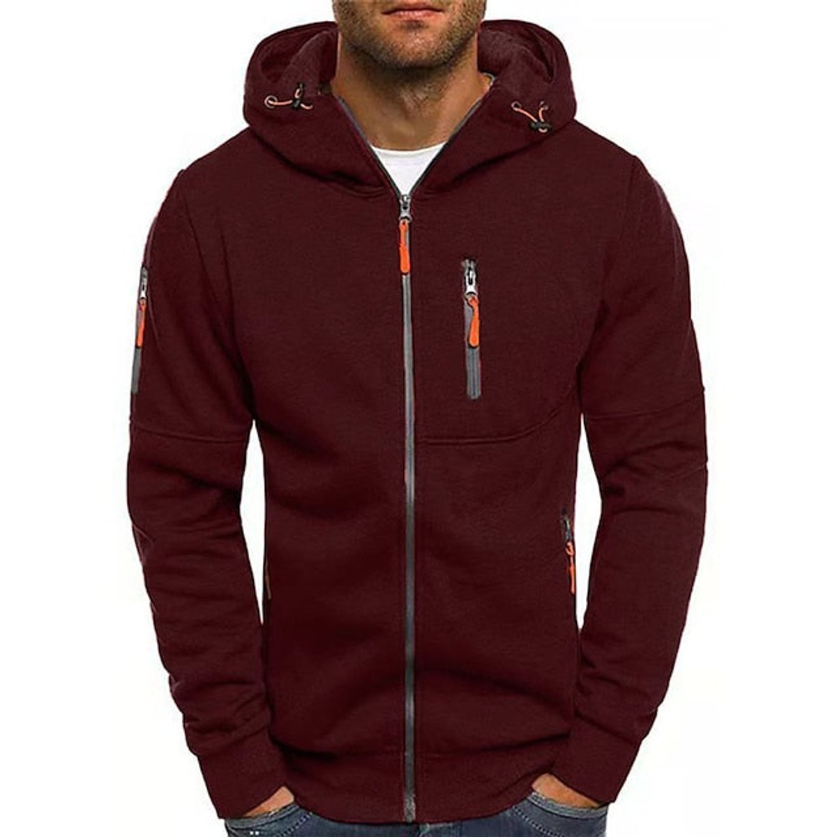 Bowen | Heren Gebreide Hoodie Sweater Ritsluiting Zacht Polyester Capuchon