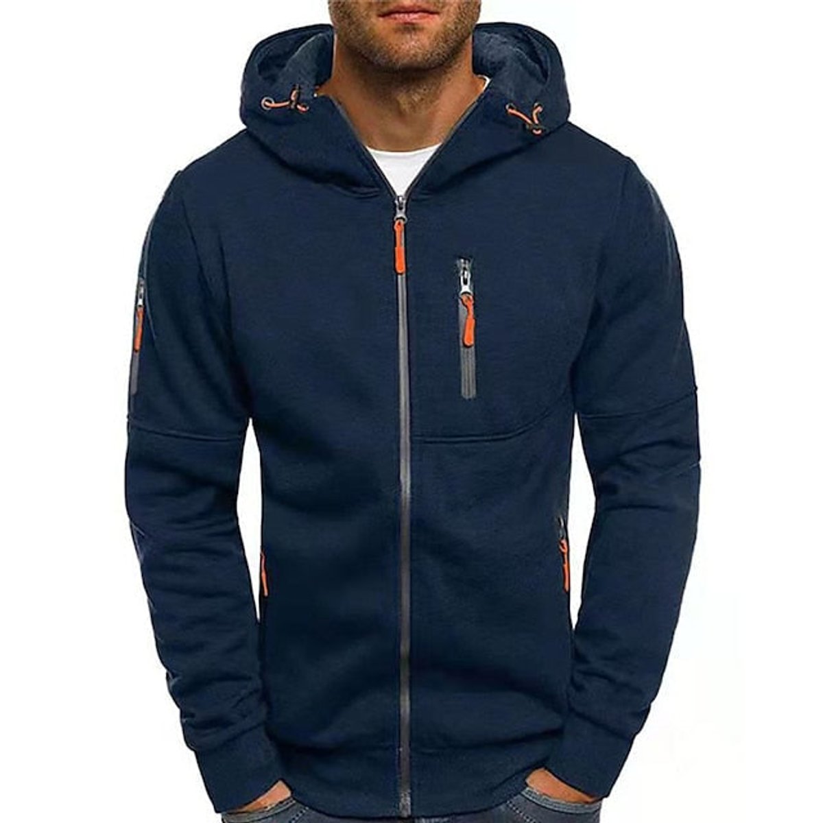 Bowen | Heren Gebreide Hoodie Sweater Ritsluiting Zacht Polyester Capuchon