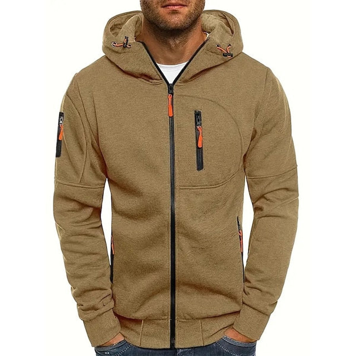 Bowen | Heren Gebreide Hoodie Sweater Ritsluiting Zacht Polyester Capuchon