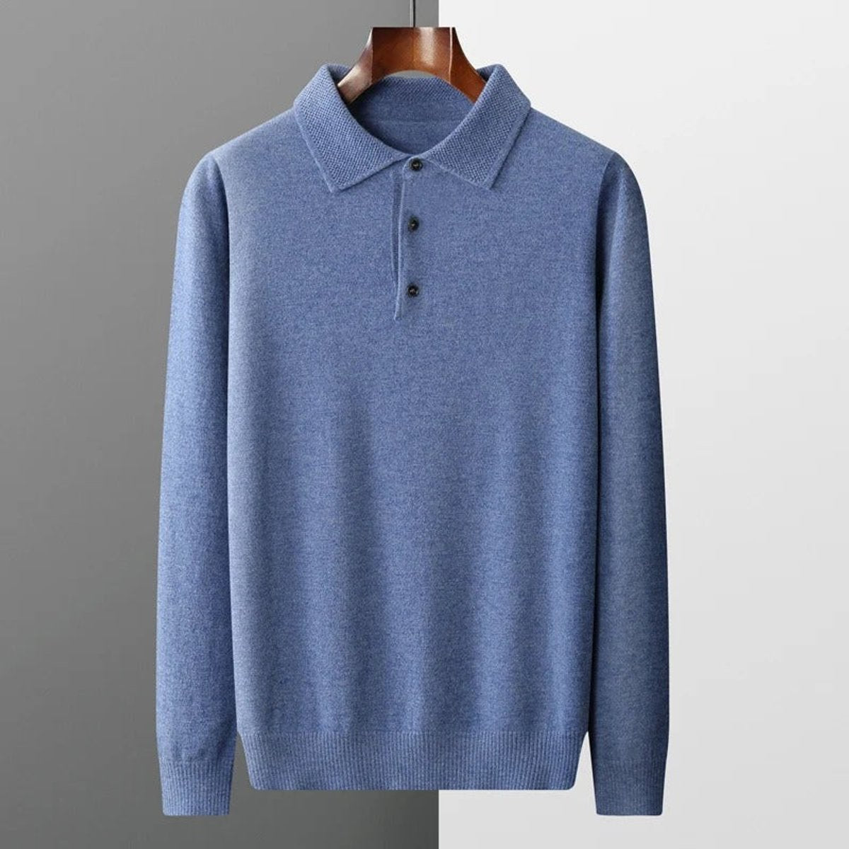 Liam | Heren Gebreide Kasjmier Polo Pullover Sweater met Kraag