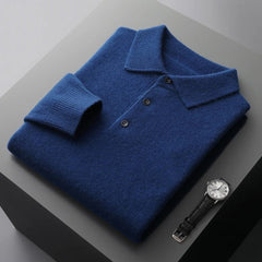Liam | Heren Gebreide Kasjmier Polo Pullover Sweater met Kraag