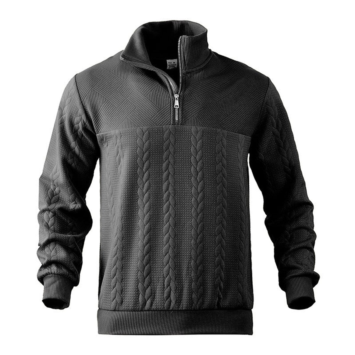 Bram | Heren Gebreide Kwart-Rits Pullover Sweater Kabelpatroon