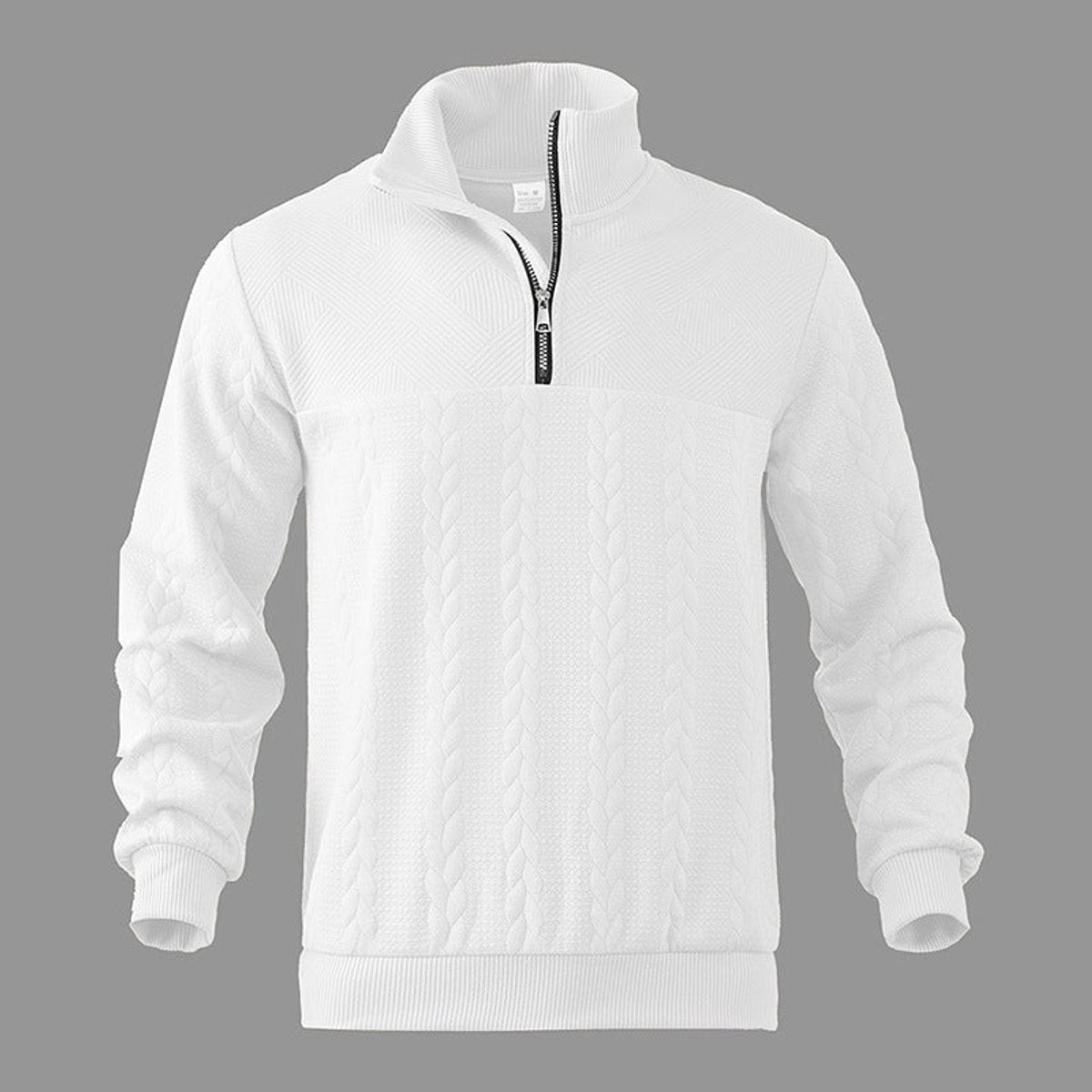 Bram | Heren Gebreide Kwart-Rits Pullover Sweater Kabelpatroon
