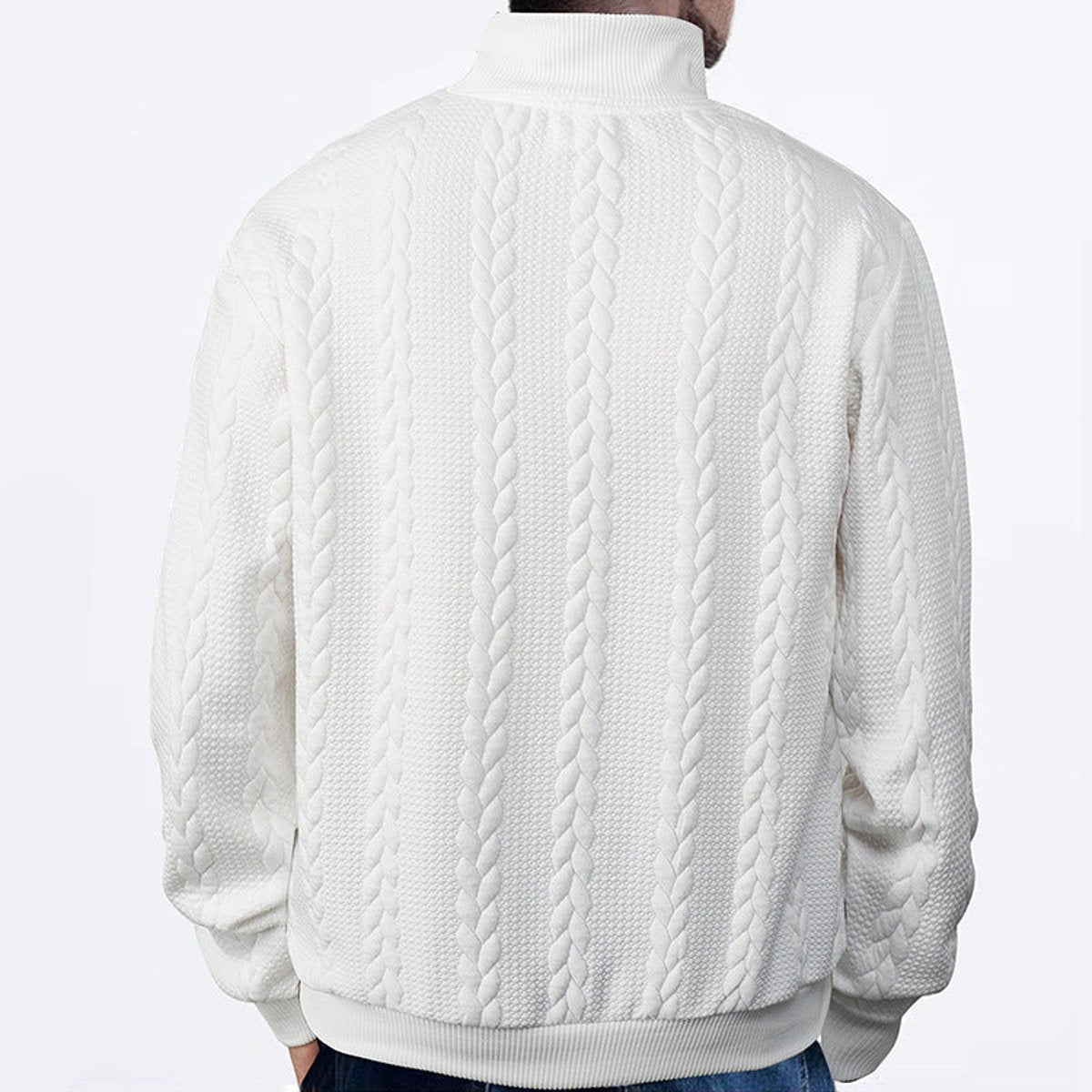 Bram | Heren Gebreide Kwart-Rits Pullover Sweater Kabelpatroon
