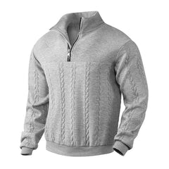 Bram | Heren Gebreide Kwart-Rits Pullover Sweater Kabelpatroon