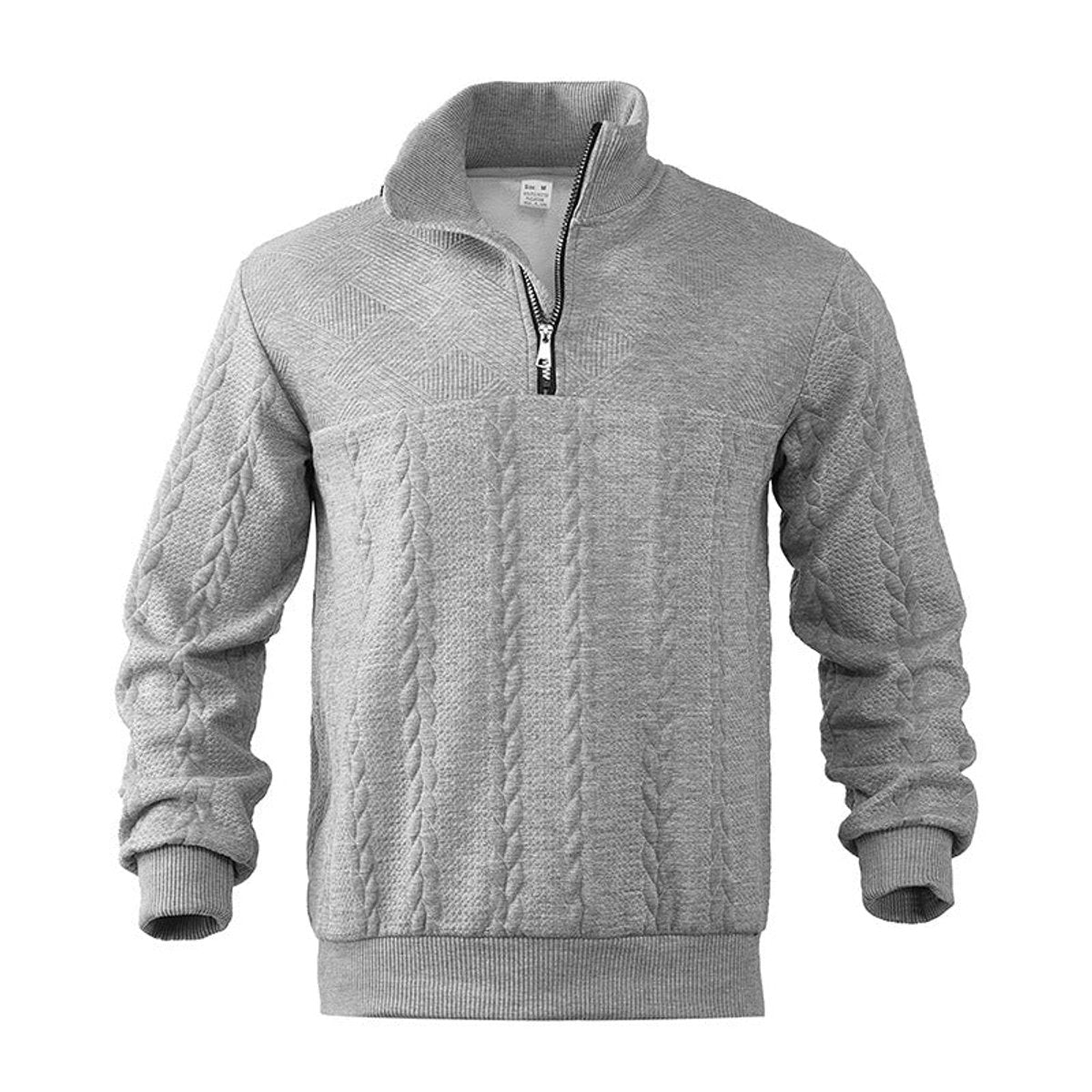 Bram | Heren Gebreide Kwart-Rits Pullover Sweater Kabelpatroon