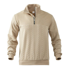 Bram | Heren Gebreide Kwart-Rits Pullover Sweater Kabelpatroon