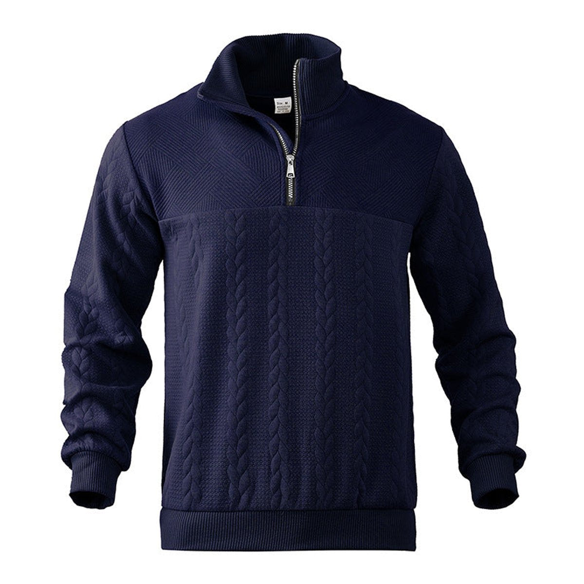 Bram | Heren Gebreide Kwart-Rits Pullover Sweater Kabelpatroon