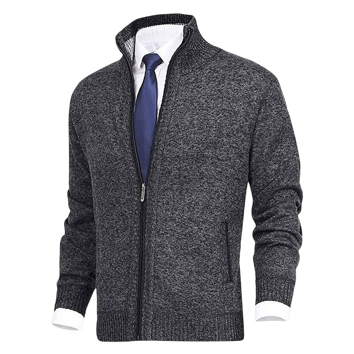 Lars | Heren Gebreide Mens Cardigan Ritssluiting Staande Kraag Vest
