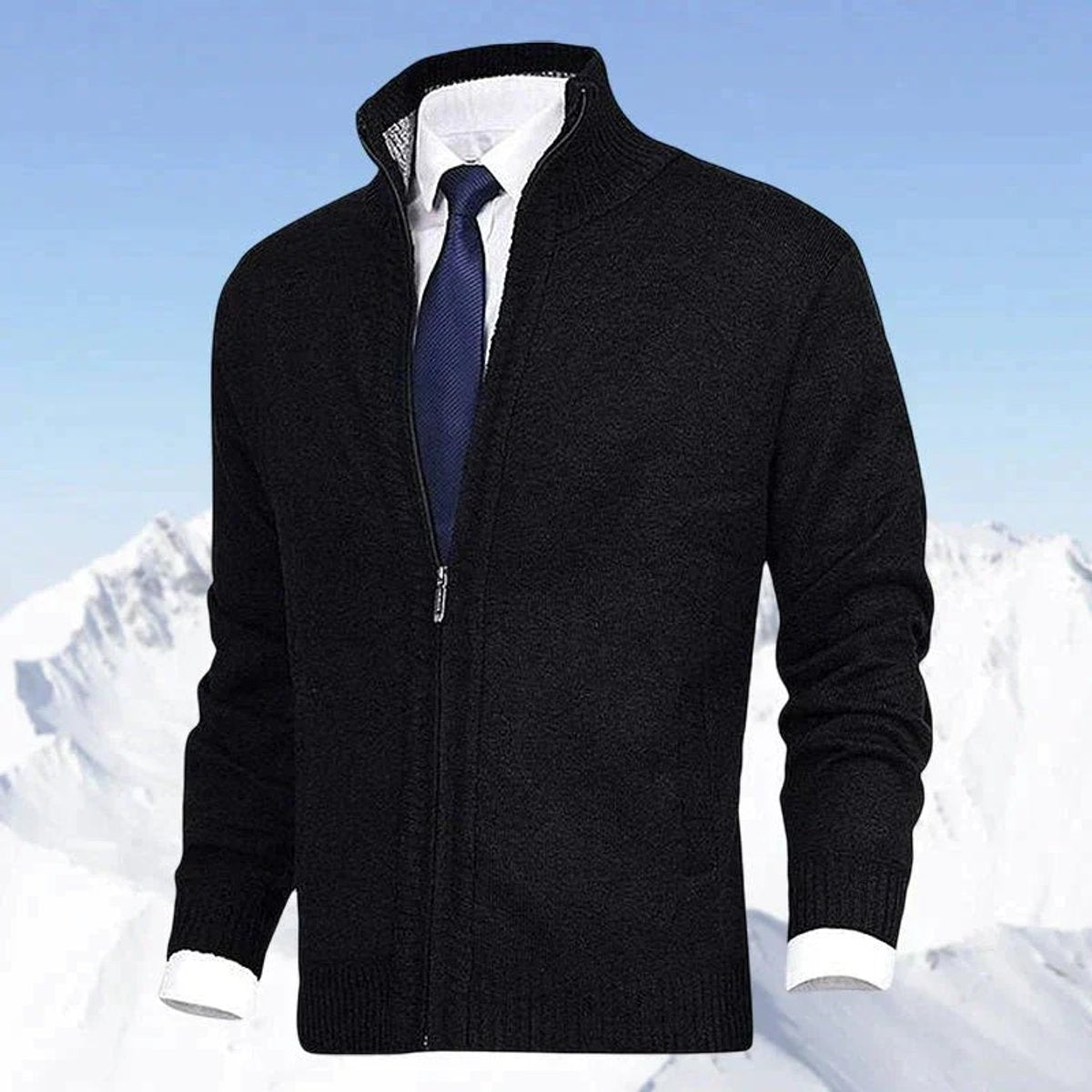 Lars | Heren Gebreide Mens Cardigan Ritssluiting Staande Kraag Vest