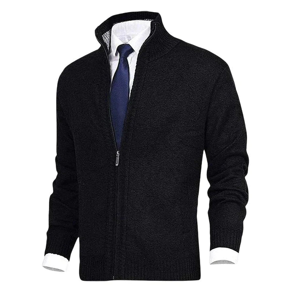 Lars | Heren Gebreide Mens Cardigan Ritssluiting Staande Kraag Vest