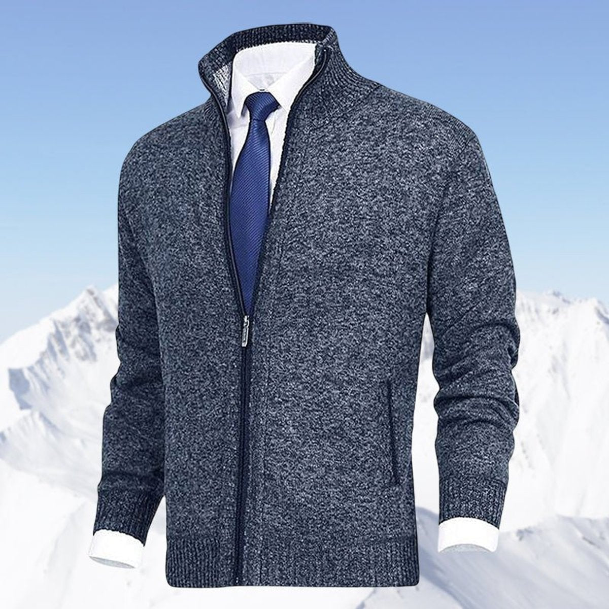 Lars | Heren Gebreide Mens Cardigan Ritssluiting Staande Kraag Vest