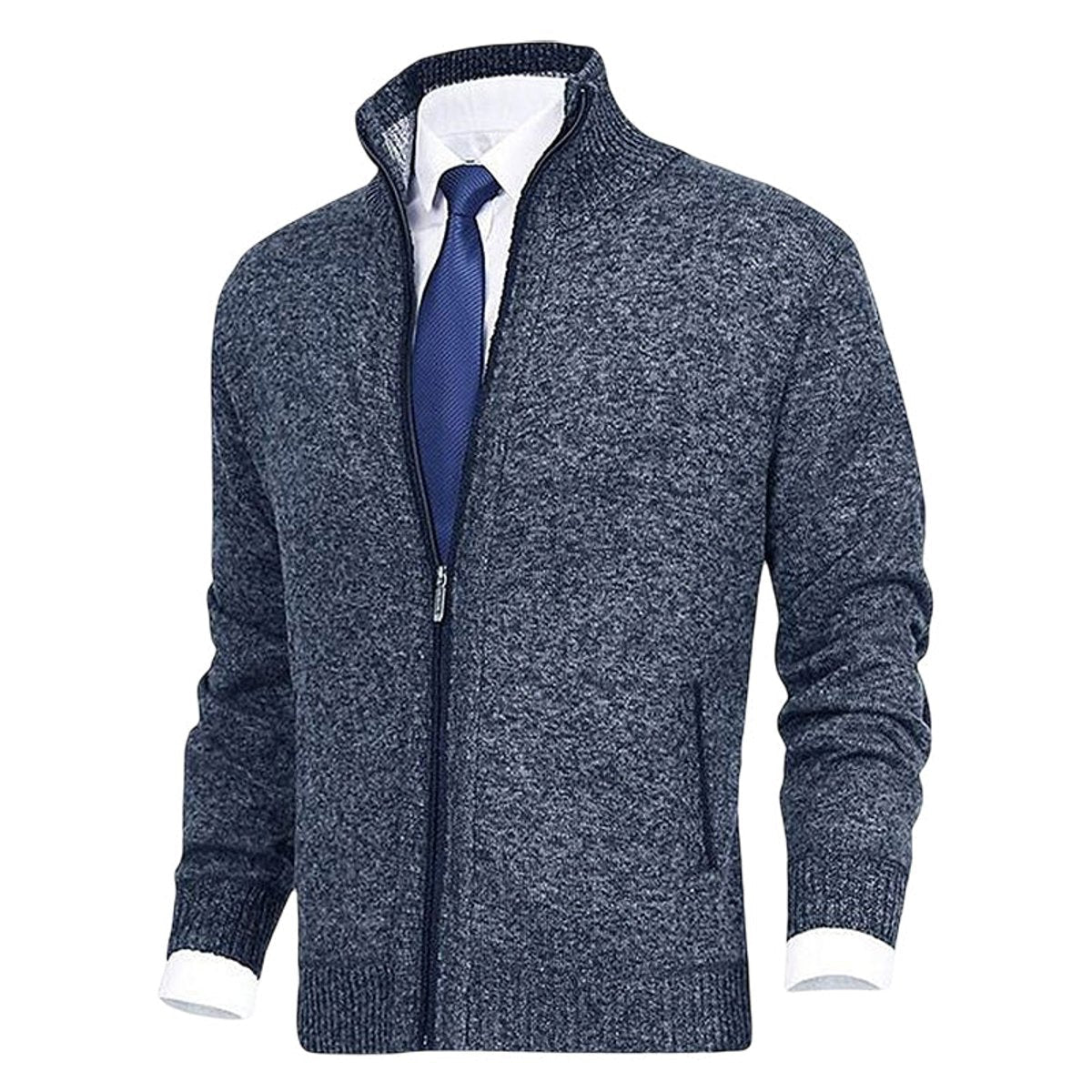 Lars | Heren Gebreide Mens Cardigan Ritssluiting Staande Kraag Vest