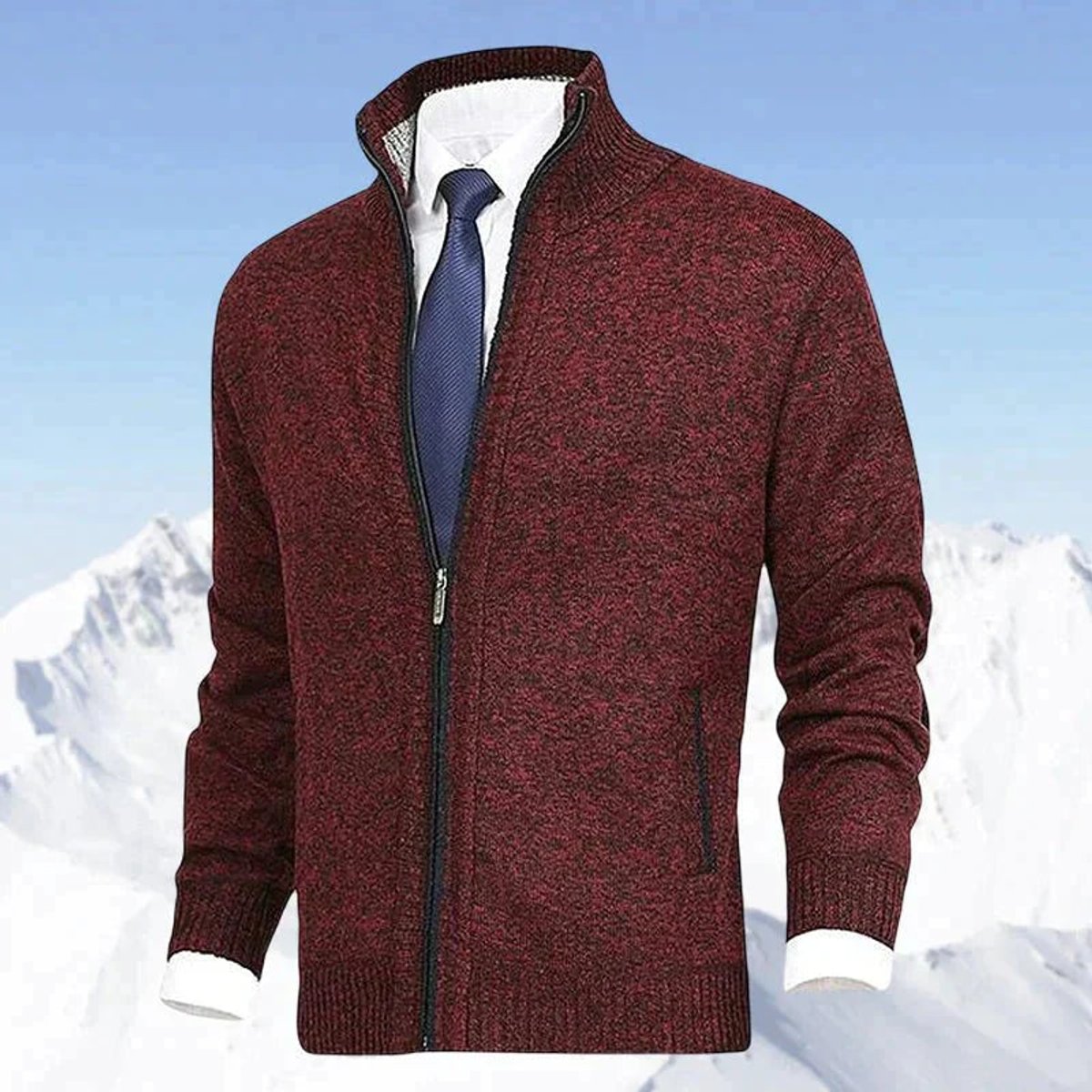 Lars | Heren Gebreide Mens Cardigan Ritssluiting Staande Kraag Vest