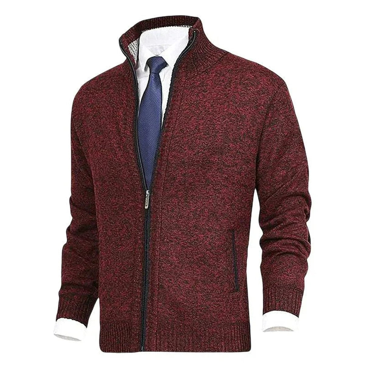 Lars | Heren Gebreide Mens Cardigan Ritssluiting Staande Kraag Vest
