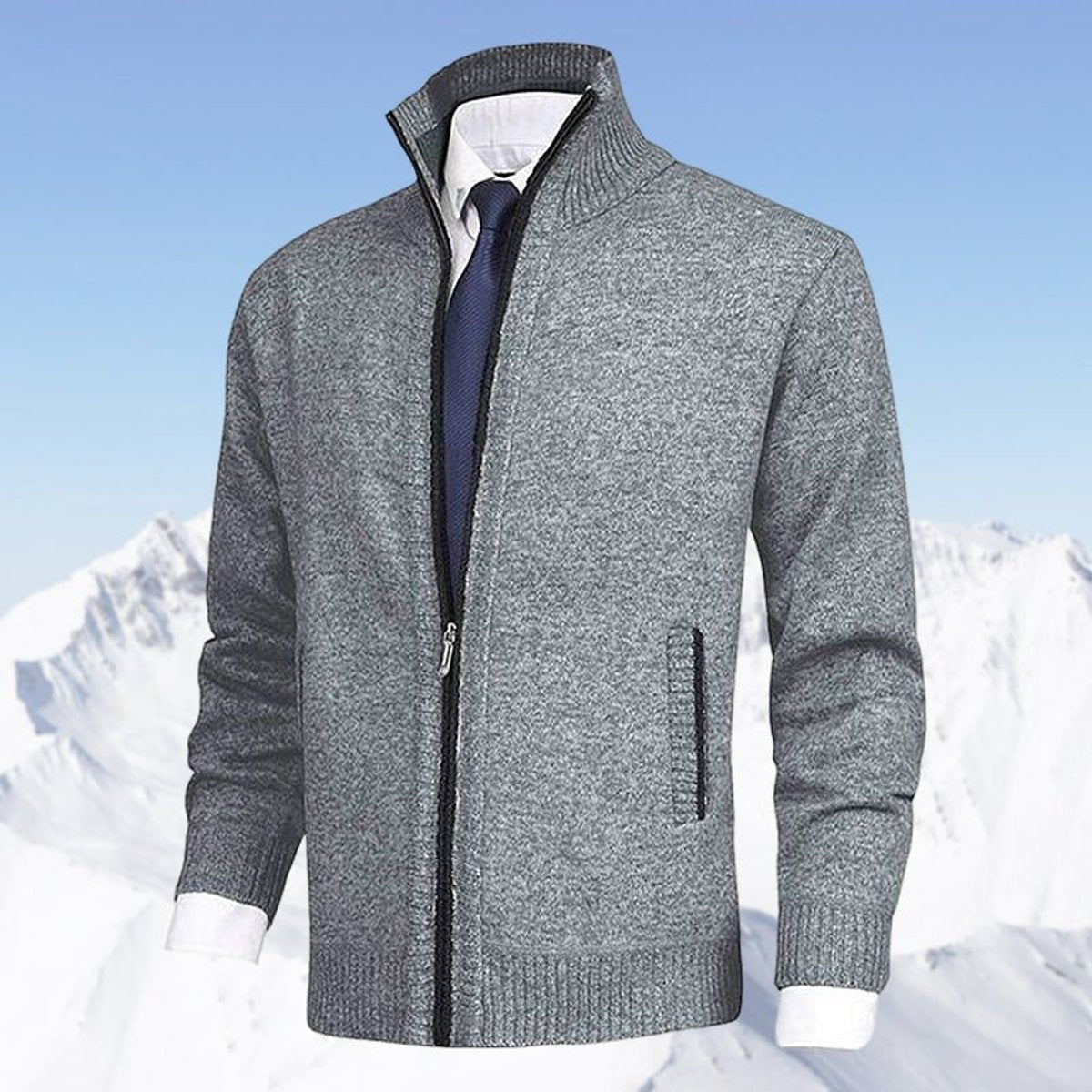 Lars | Heren Gebreide Mens Cardigan Ritssluiting Staande Kraag Vest