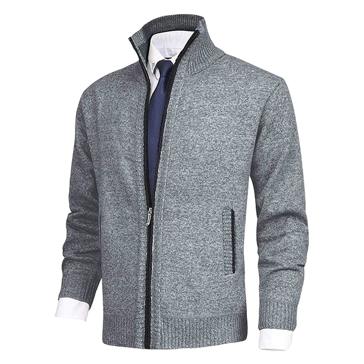 Lars | Heren Gebreide Mens Cardigan Ritssluiting Staande Kraag Vest