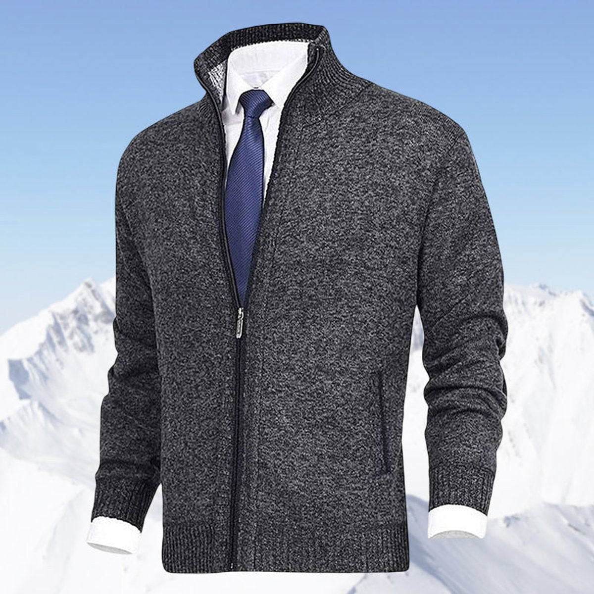 Lars | Heren Gebreide Mens Cardigan Ritssluiting Staande Kraag Vest