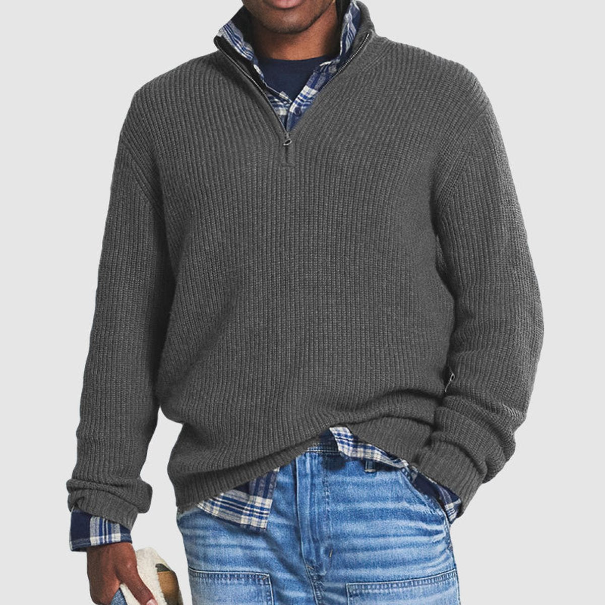 Daan | Heren Gebreide Quarter-Zip Pullover Sweater