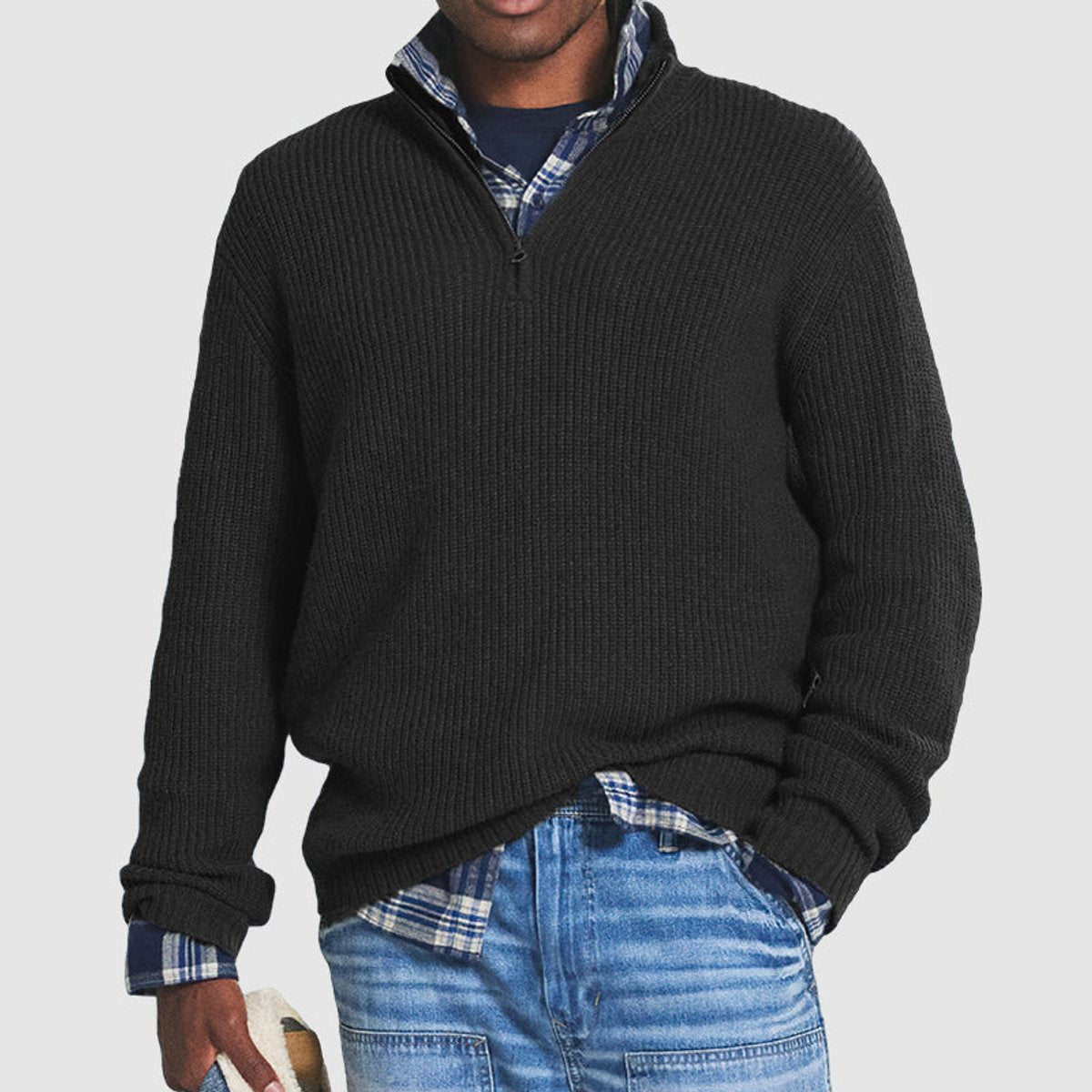 Daan | Heren Gebreide Quarter-Zip Pullover Sweater