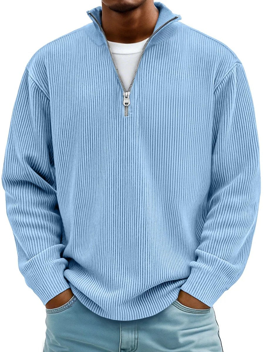 Mees | Heren Gebreide Quarter-Zip Pullover Sweater Ribstof