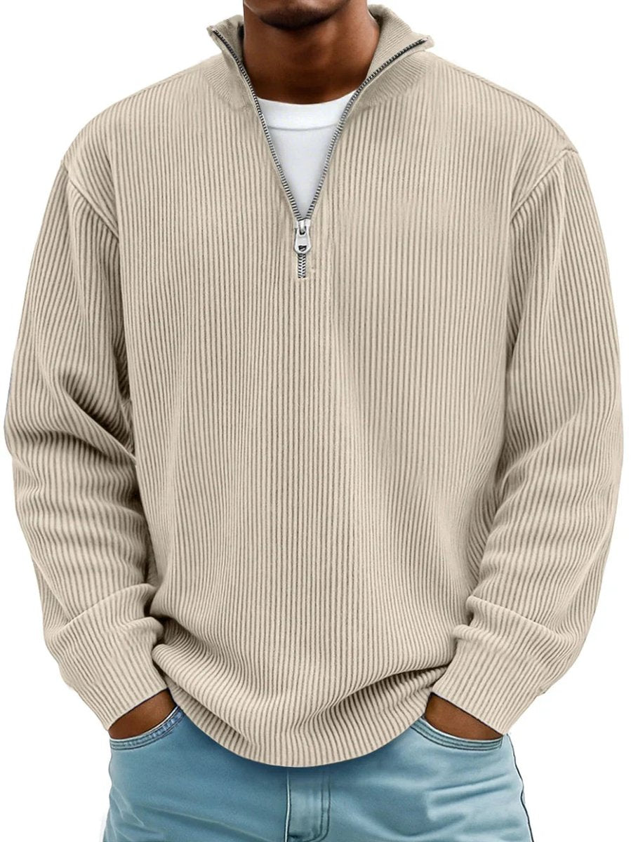 Mees | Heren Gebreide Quarter-Zip Pullover Sweater Ribstof