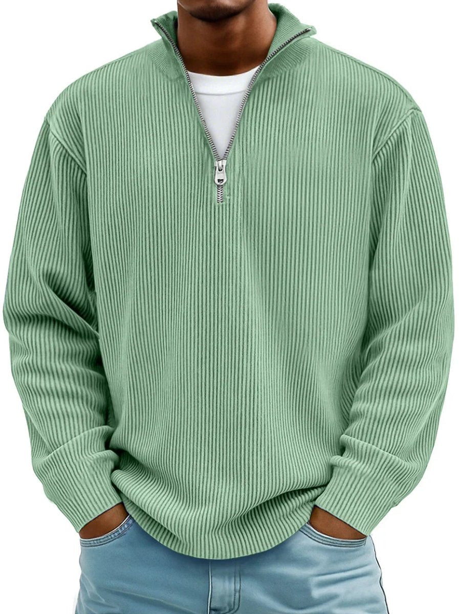 Mees | Heren Gebreide Quarter-Zip Pullover Sweater Ribstof
