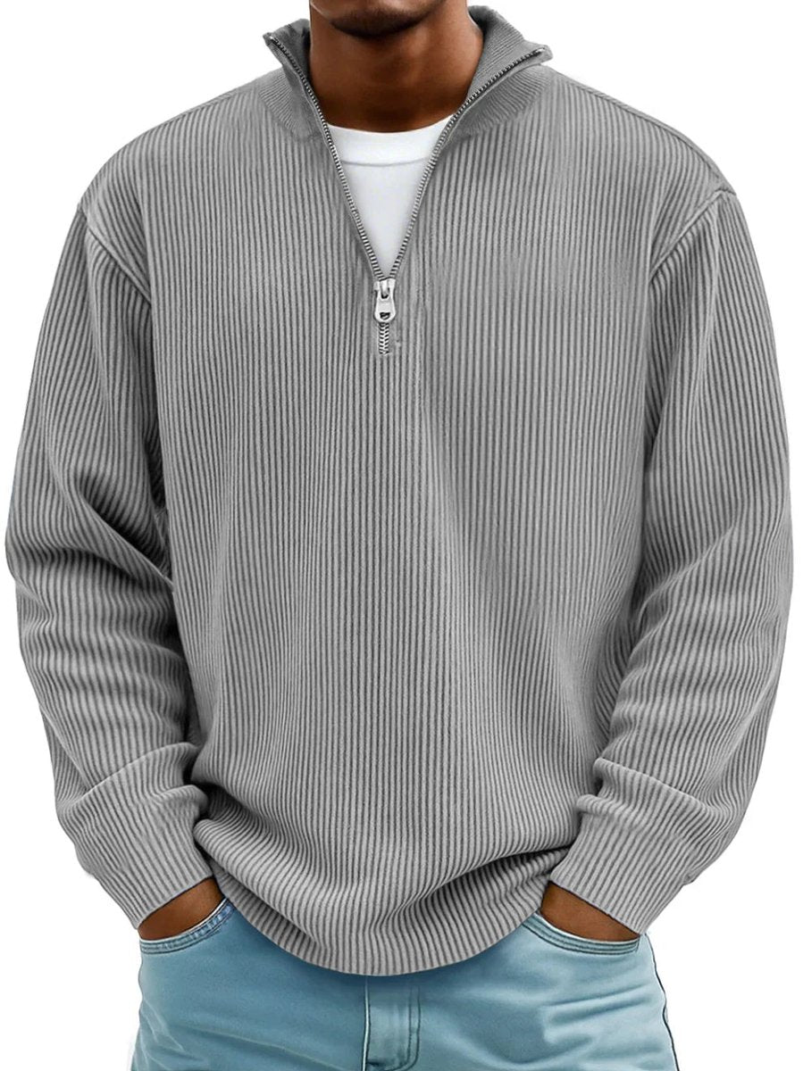 Mees | Heren Gebreide Quarter-Zip Pullover Sweater Ribstof