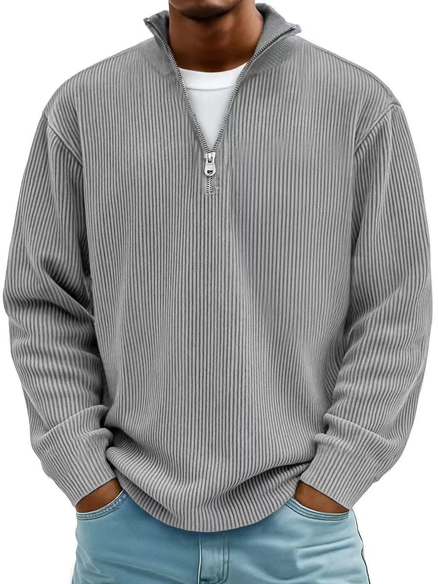 Liam | Heren Geribbelde Half-Zip Pullover Sweater