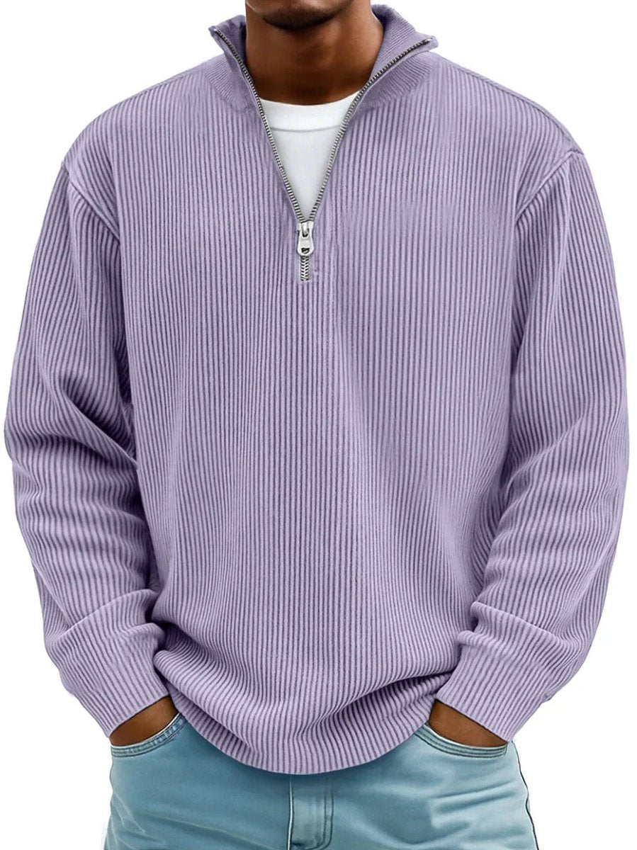 Liam | Heren Geribbelde Half-Zip Pullover Sweater