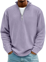 Liam | Heren Geribbelde Half-Zip Pullover Sweater